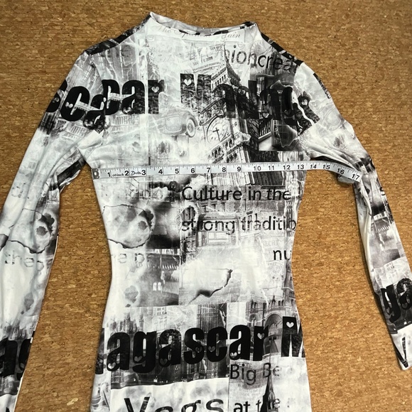 Haley & June Newspaper Print Bodycon Midi Dress Small Y2K Streetwear Clubwear - Picture 7 of 10